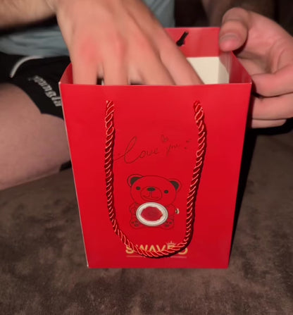 Cadeau Saint-Valentin Inoubliable : Ourson avec Fleur Éternelle & Collier Cœur Gravé